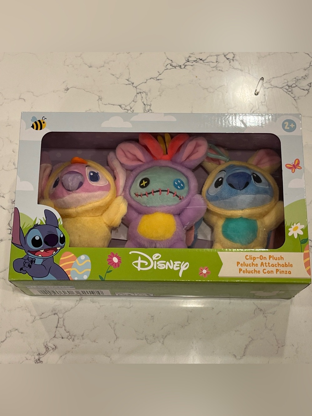NIB Disney Lilo & Stitch Easter Clip-On Plush 3-Pc Set Stitch Angel Scrump